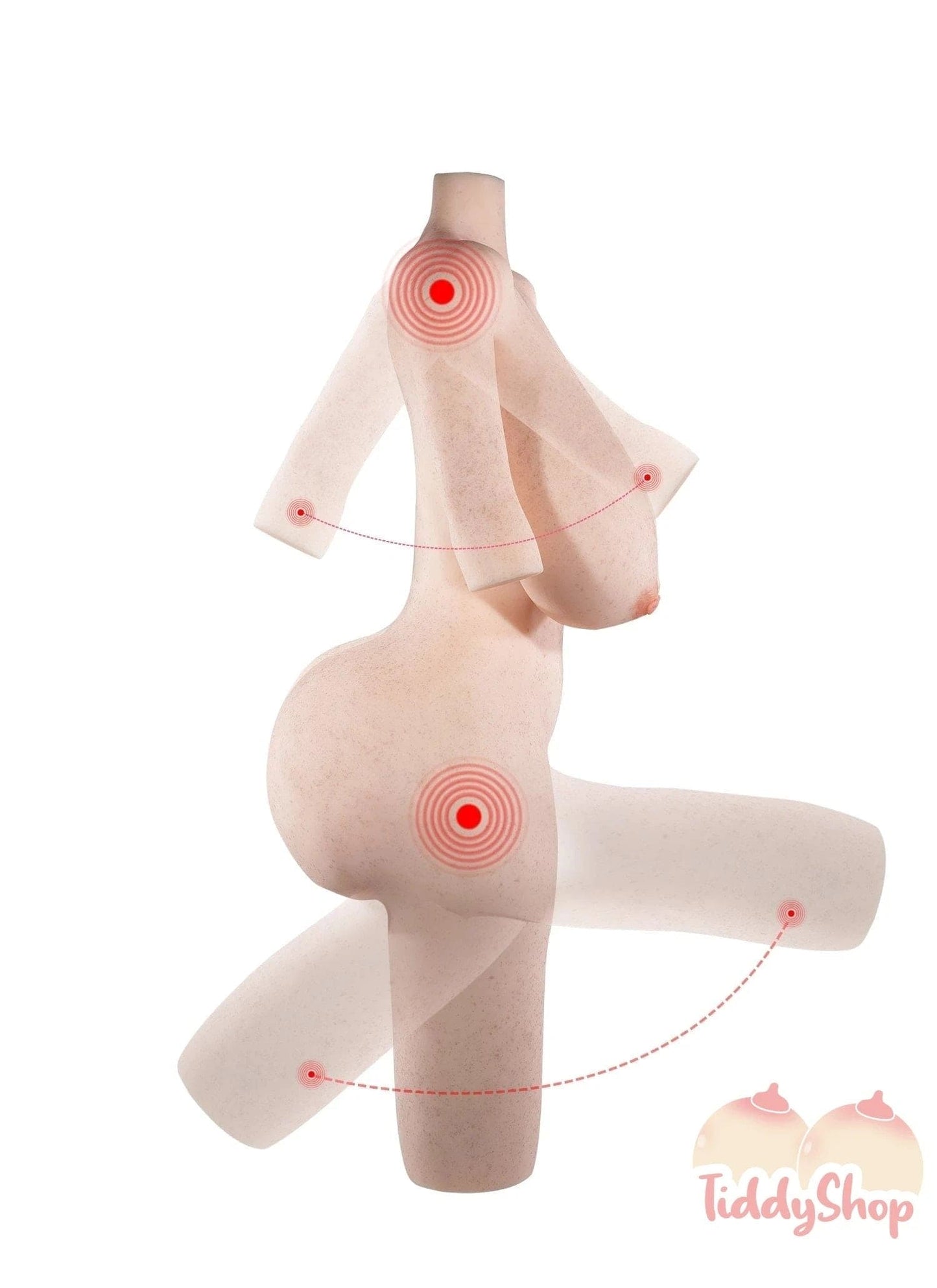 TiddyShop Thicc Gina - Fully Gel Filled Jiggly Ass & Tits Torso 108lb (49 kg) - Extremely Jiggly Onahole with Weight Reducing Foam Inside Stiffer Body Parts - Full Size Doll - TiddyDollHouse TiddyShop