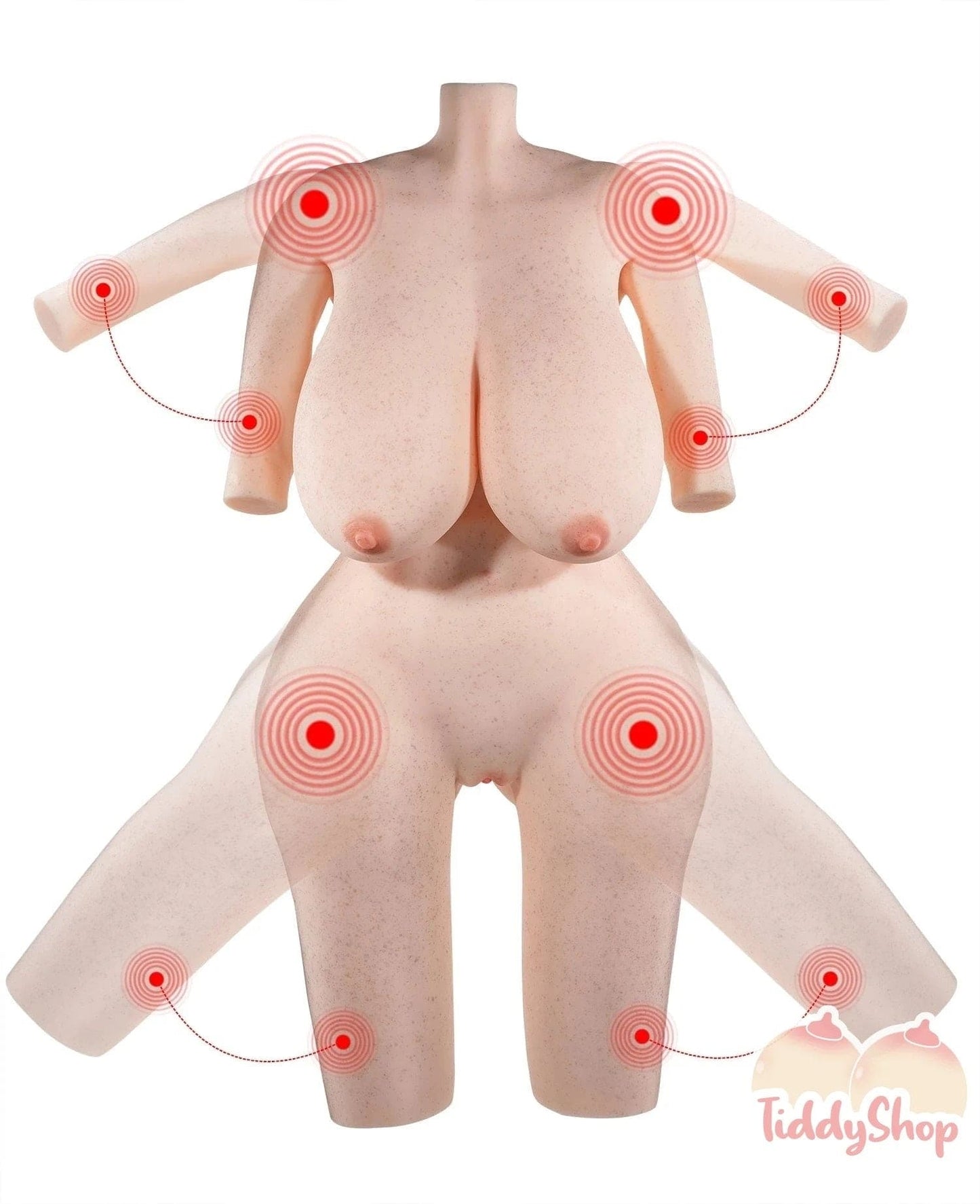 TiddyShop Thicc Gina - Fully Gel Filled Jiggly Ass & Tits Torso 108lb (49 kg) - Extremely Jiggly Onahole with Weight Reducing Foam Inside Stiffer Body Parts - Full Size Doll - TiddyDollHouse TiddyShop