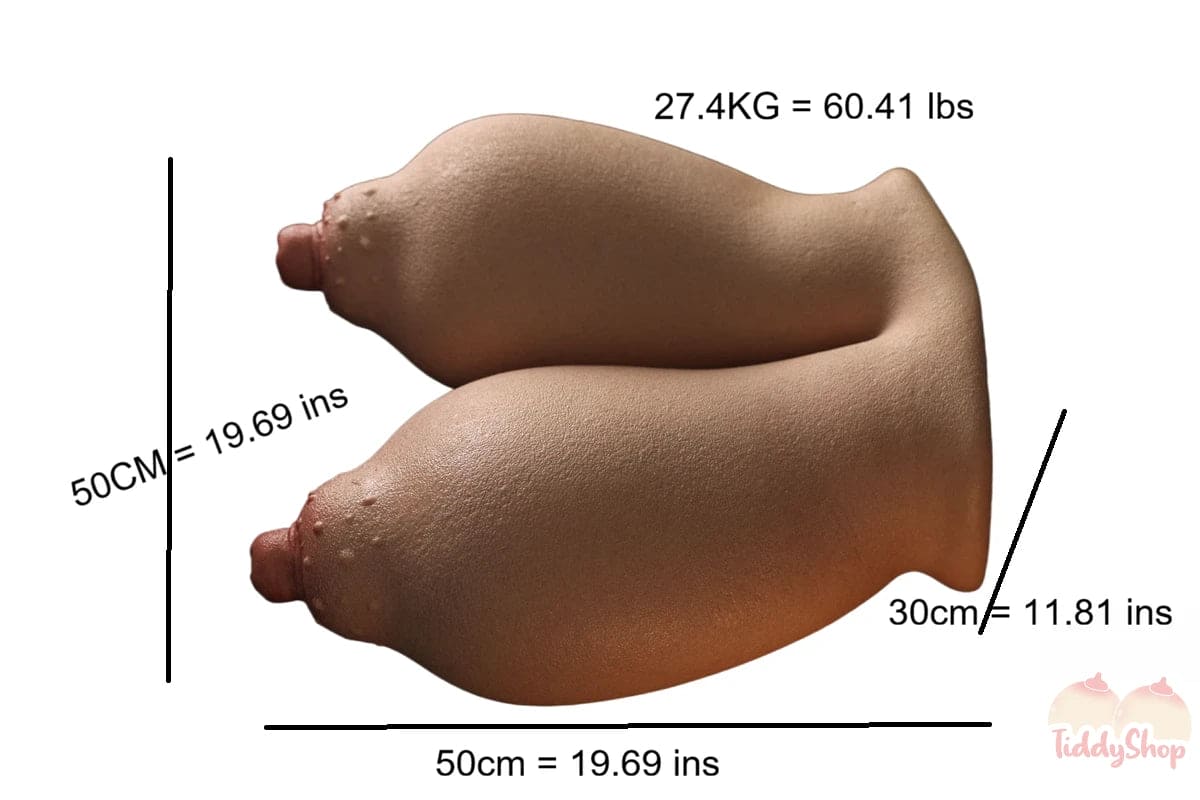 TiddyShop E - SimulaFeel® Tits 60.41 lb / 27.4Kg 100% Platinum Silicone Tiddies, Gel Filled, Nipple-fucking, Extremely Realistic Feeling Big Jiggly Boobs, Real 3D Skin Texture, Made with TiddyShop's New Patented Silicone Technology - TiddyDollHouse TiddyShop