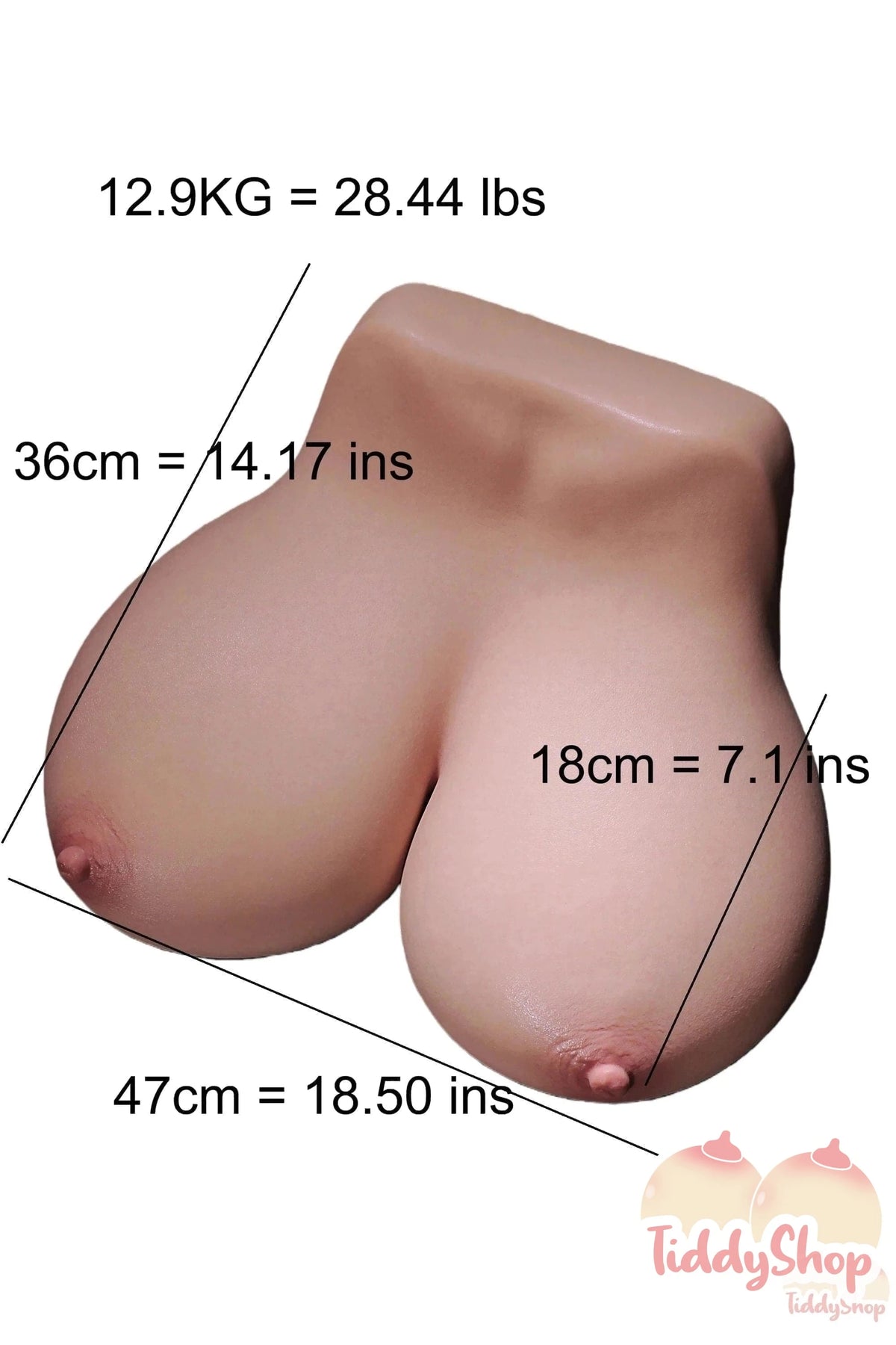 TiddyShop Evelisse - SimulaFeel® Tits 28.44 lb / 12.9Kg 100% Platinum Silicone Tiddies, Gel Filled, Extremely Realistic Feeling Big Jiggly Boobs, Real 3D Skin Texture, Made with TiddyShop's New Patented Silicone Technology - TiddyDollHouse TiddyShop