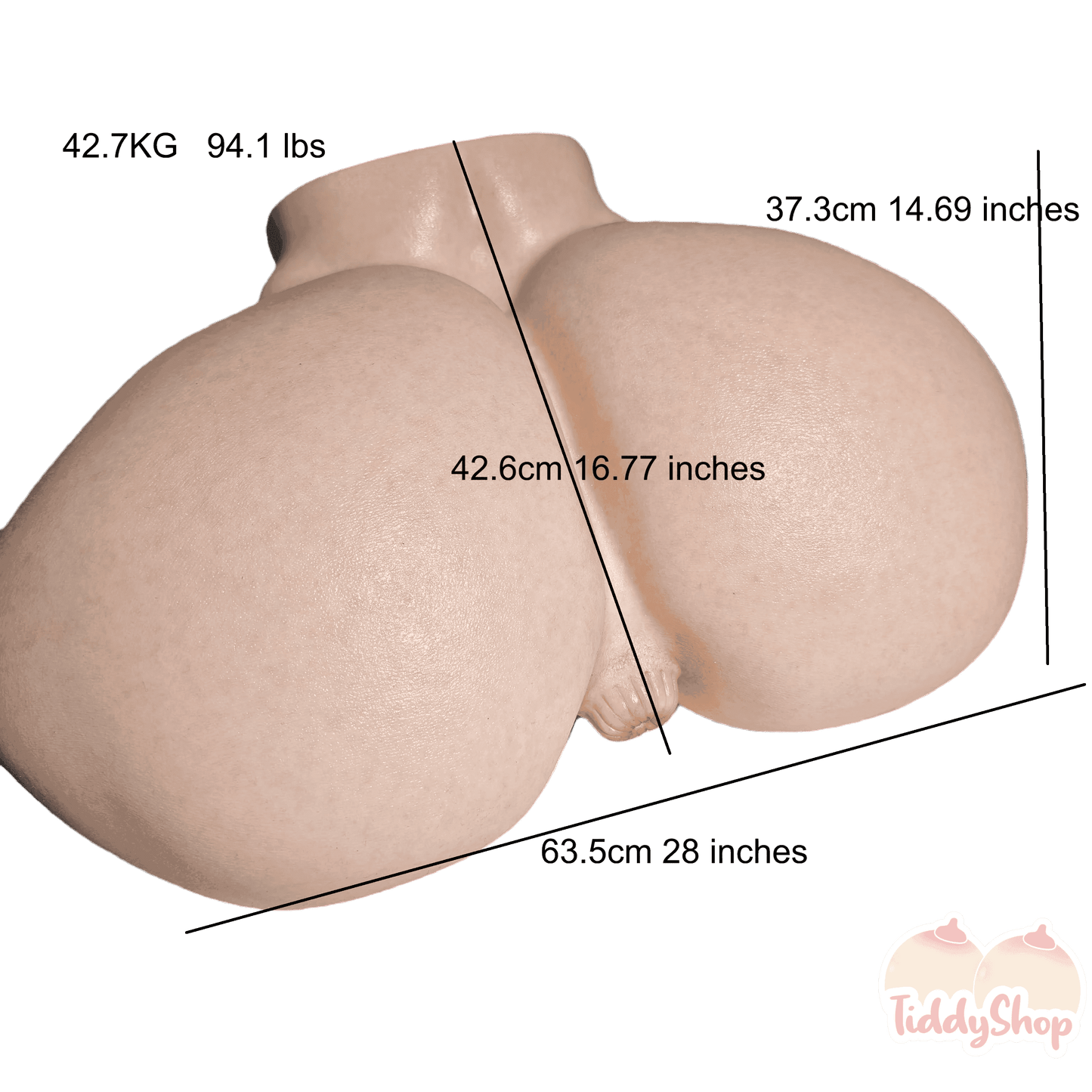 TiddyShop Madame Booty 94lb / 43 kg - SimulaFeel® Platinum Silicone, Gel Filled, Jiggly, Ultra Realistic Ass - Tiddyshop Pantented Silicone Technology (Heavenly Madame Twins) - Huge BBW SSBBW Hip Fat Butt Toy Doll Onahole - TiddyDollHouse TiddyShop