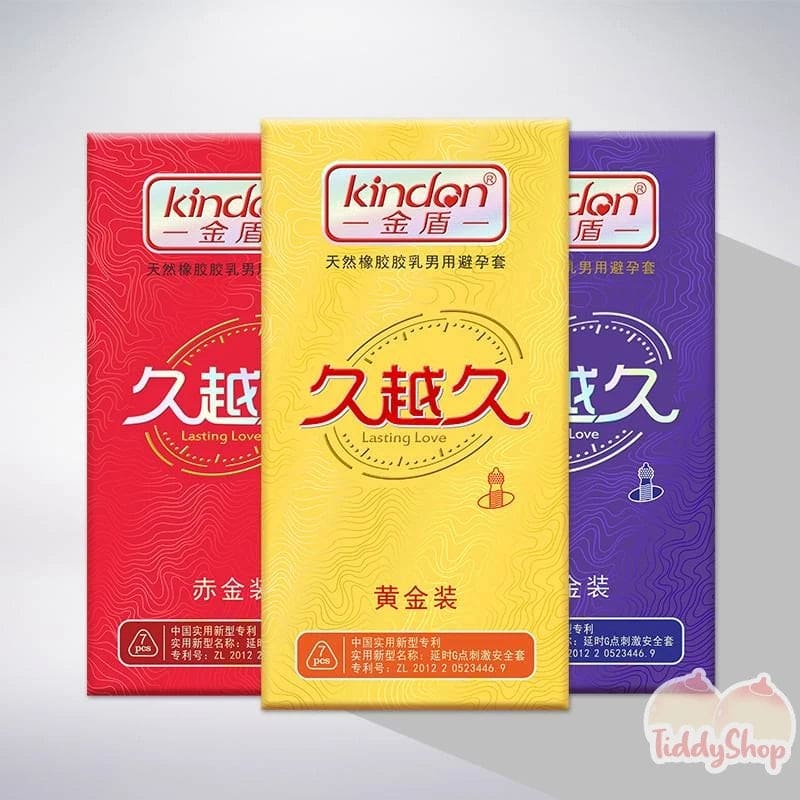 TiddyShop New kindon Golden Shield Jiuyuejiu Hotel Supplies Supermarket Family Planning Supplies Extended Condoms 7 Condoms TiddyShop