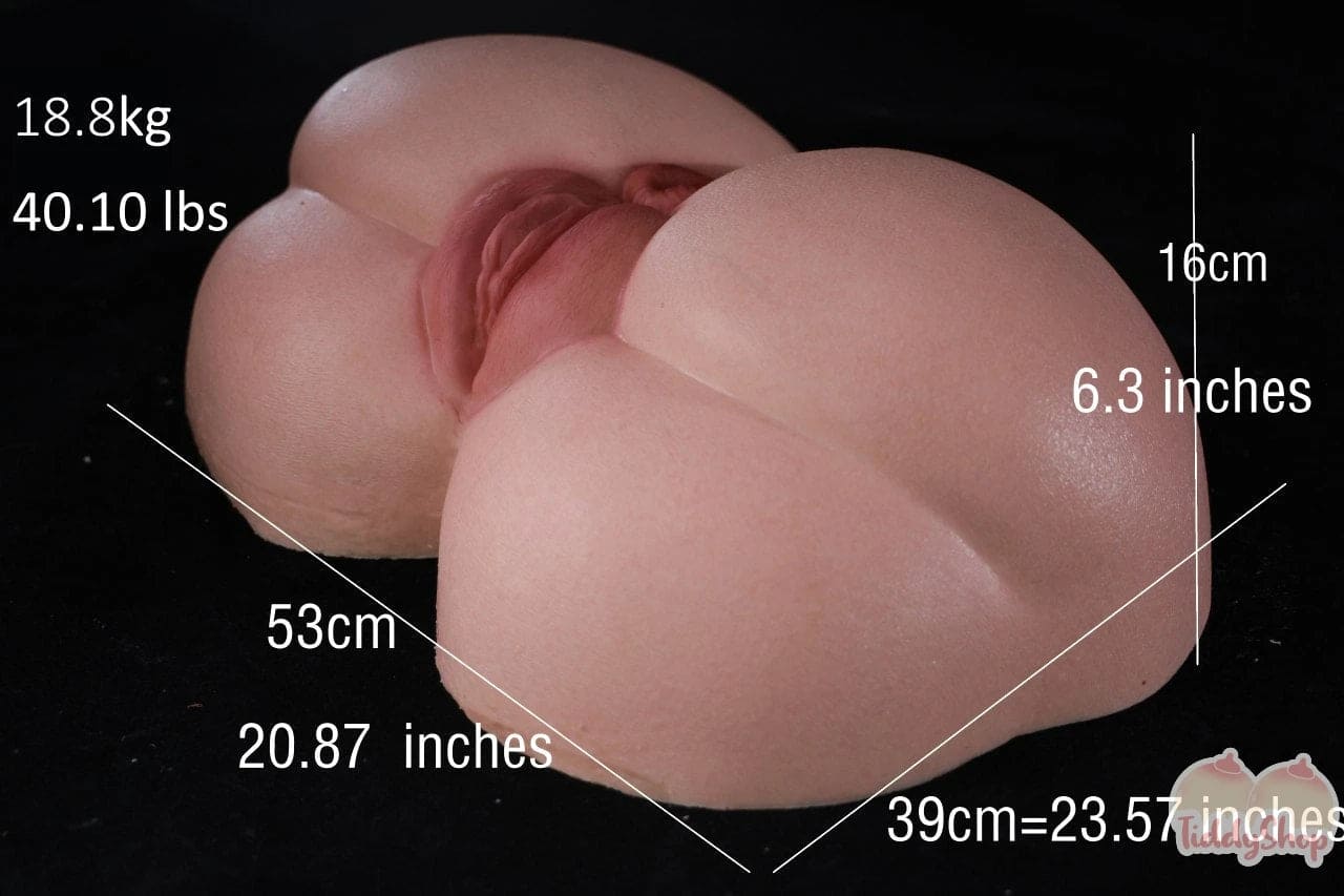 TiddyShop Prone Bone Booty Toy 40lb / 19kg - SimulaFeel® Platinum Silicone, Gel Filled, Jiggly, Pillow Soft Ultra Realistic Ass & Thighs with Hentai Style Puffy Donut Anus and Hyper Puffy Pussy - Tiddyshop Pantented Silicone Technology - TiddyDollHouse TiddyShop