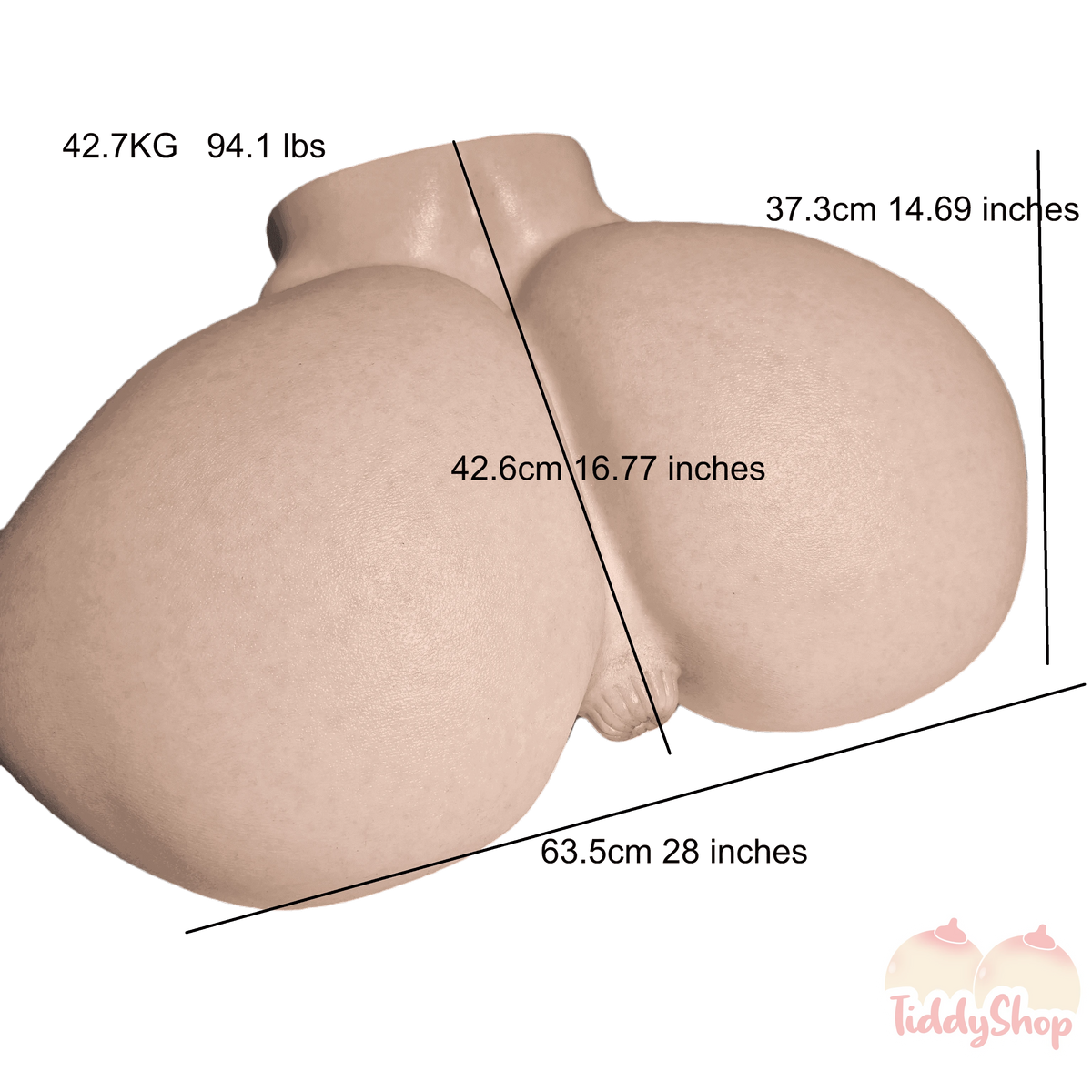 TiddyShop Madame Booty 94lb / 43 kg - SimulaFeel® Platinum Silicone, Gel Filled, Jiggly, Ultra Realistic Ass - Tiddyshop Pantented Silicone Technology (Heavenly Madame Twins) - Huge BBW SSBBW Hip Fat Butt Toy Doll Onahole - TiddyDollHouse TiddyShop