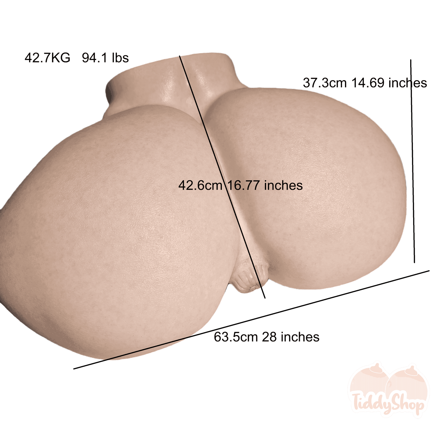 TiddyShop Madame Booty 94lb / 43 kg - SimulaFeel® Platinum Silicone, Gel Filled, Jiggly, Ultra Realistic Ass - Tiddyshop Pantented Silicone Technology (Heavenly Madame Twins) - Huge BBW SSBBW Hip Fat Butt Toy Doll Onahole - TiddyDollHouse TiddyShop