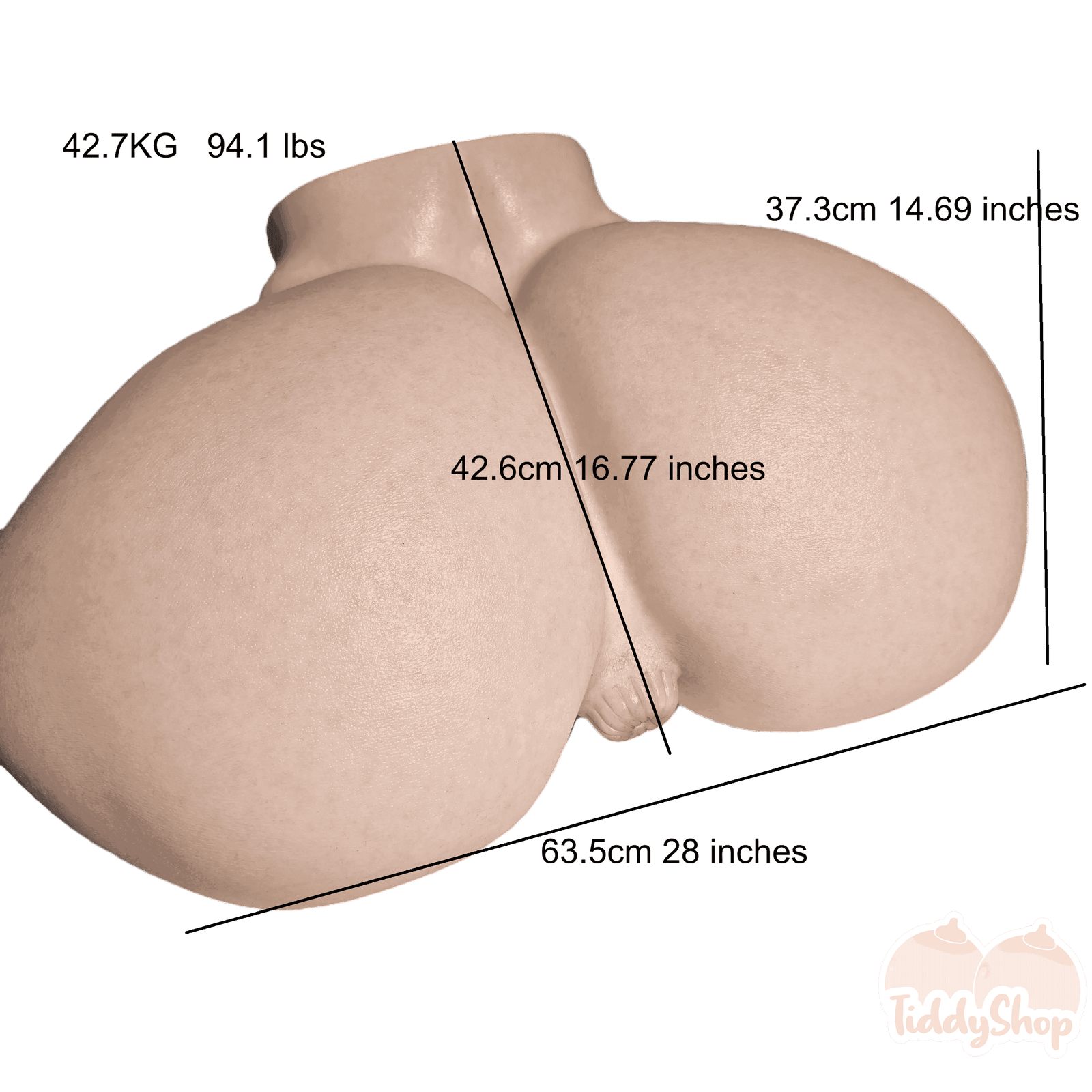 TiddyShop Madame Booty 94lb / 43 kg - SimulaFeel® Platinum Silicone, Gel Filled, Jiggly, Ultra Realistic Ass - Tiddyshop Pantented Silicone Technology (Heavenly Madame Twins) - Huge BBW SSBBW Hip Fat Butt Toy Doll Onahole - TiddyDollHouse TiddyShop