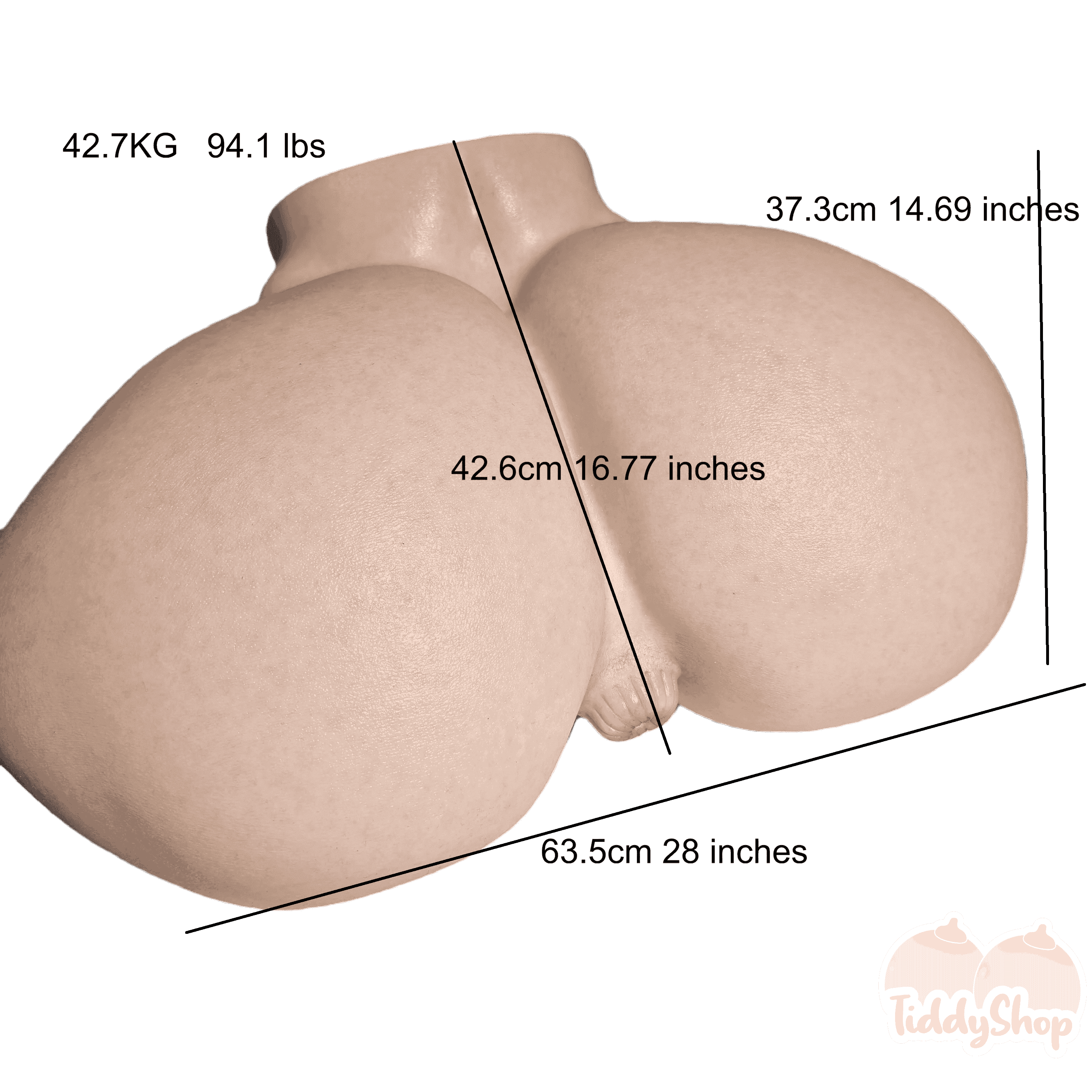 TiddyShop Madame Booty 94lb / 43 kg - SimulaFeel® Platinum Silicone, Gel Filled, Jiggly, Ultra Realistic Ass - Tiddyshop Pantented Silicone Technology (Heavenly Madame Twins) - Huge BBW SSBBW Hip Fat Butt Toy Doll Onahole - TiddyDollHouse TiddyShop