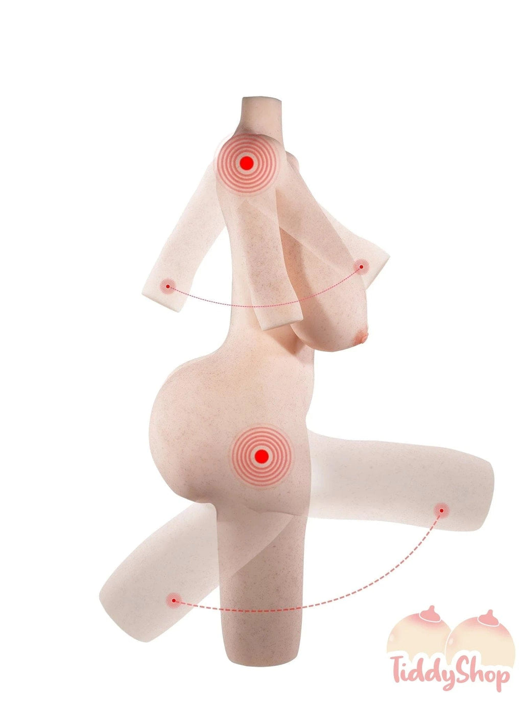 TiddyShop Thicc Gina - Fully Gel Filled Jiggly Ass & Tits Torso 108lb (49 kg) - Extremely Jiggly Onahole with Weight Reducing Foam Inside Stiffer Body Parts - Full Size Doll - TiddyDollHouse TiddyShop